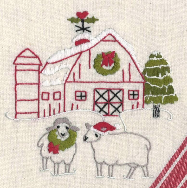 Christmas on the Farm Aunt Martha's #4039 Vintage Embroidery Hot Iron Transfer Pattern