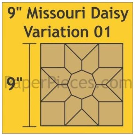 English Paper Piecing Missouri Daisy Variation 01 Papers in pack from Paper Pieces to complete one 9 inch block
