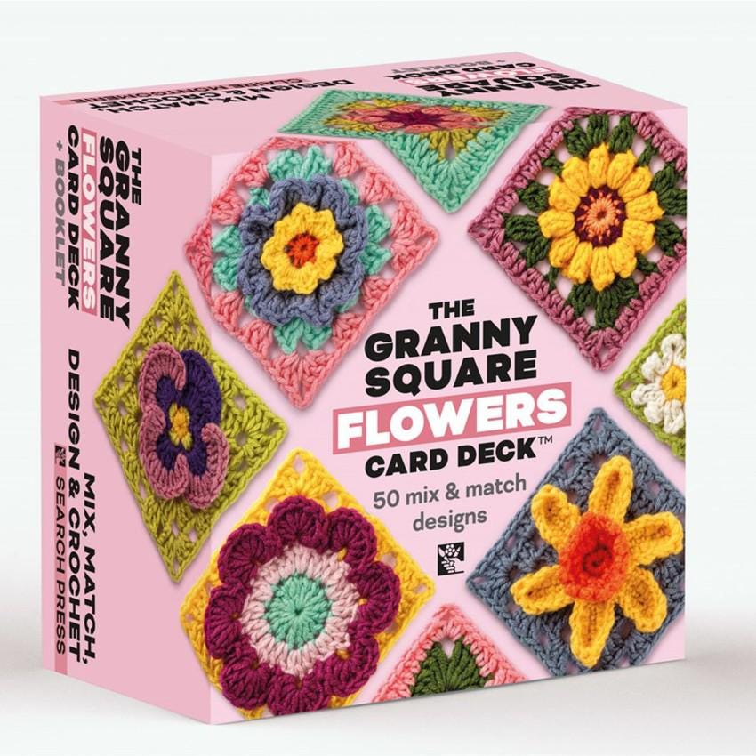 the Granny Square Flowers Card Deck Boxed Set of 50 Crochet Patterns by Claire Montgomerie