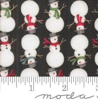 Stacked Snowmen in Charcoal Black from Winter Friends by Deb Strain for Moda continuous cuts of Quilter's Cotton Fabric
