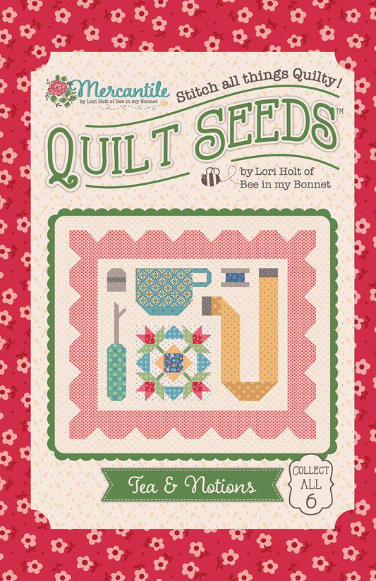 Tea & Notions Mercantile Quilt Seeds pattern by Lori Holt for Riley Blake Designs.  Directions for 1 block in a "seed pack" envelope.