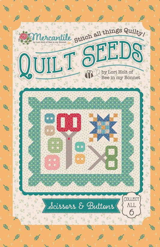 Scissors & Buttons Mercantile Quilt Seeds pattern by Lori Holt for Riley Blake Designs.  Directions for 1 block in a "seed pack" envelope.