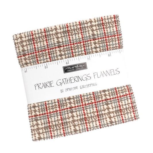 Prairie Gatherings Flannel Charm Pack by Primitive Gatherings for Moda Fabrics 100% Cotton Flannel 42 five inch squares