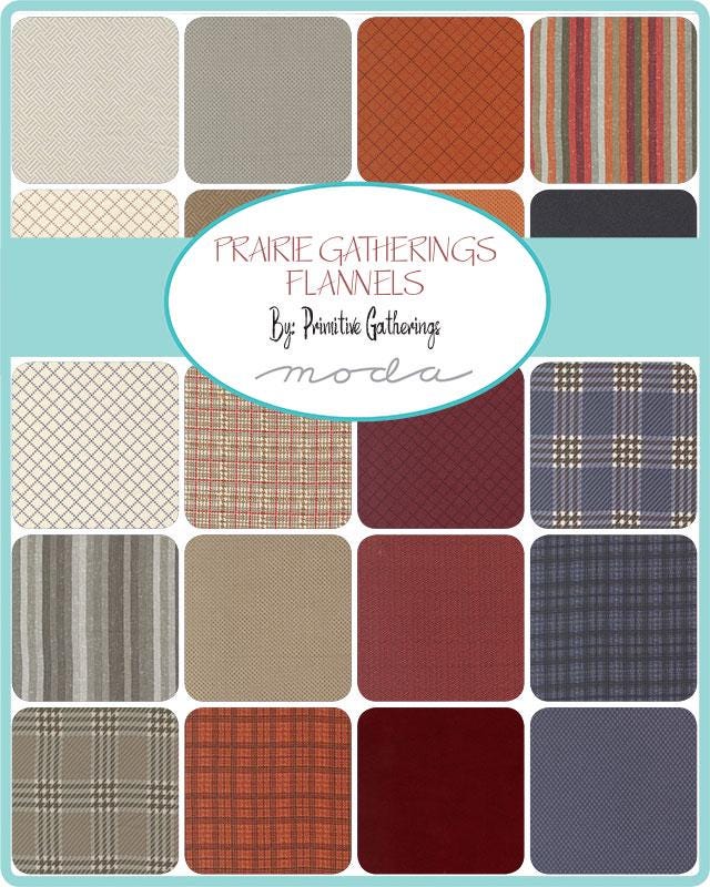 Prairie Gatherings Flannel Charm Pack by Primitive Gatherings for Moda Fabrics 100% Cotton Flannel 42 five inch squares