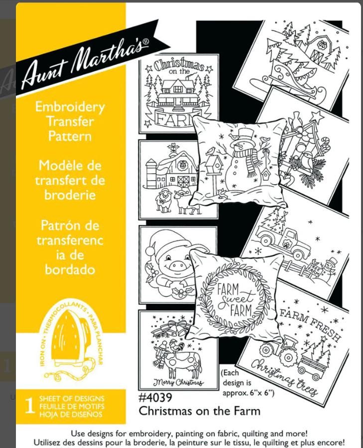 Christmas on the Farm Aunt Martha's #4039 Vintage Embroidery Hot Iron Transfer Pattern