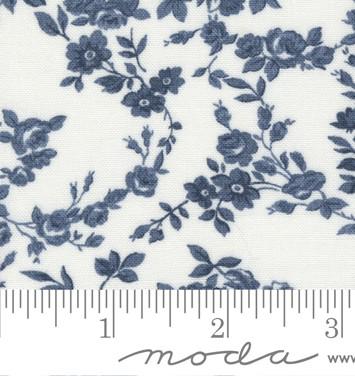 Surfside Small Floral in Cream Navy from the Nantucket Summer collection by Camille Roskelley for Moda continuous cuts of Quilter's Cotton