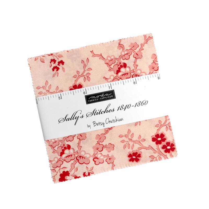 Sally's Stitches by Betsy Chutchian for Moda Fabrics. Quilter's Cotton Charm Pack of 42 5 x 5 inch squares