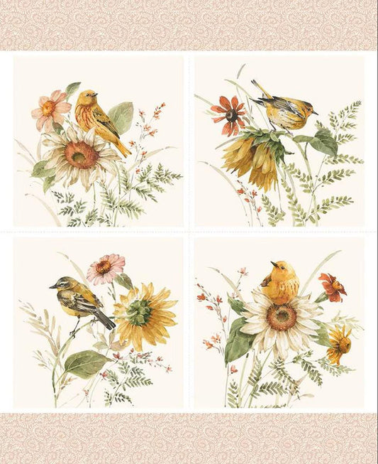 Sunflower Whispers Panel by Lisa Audit for Riley Blake Designs 35.5 inch x 43 inch panel of 100% Quilter's Cotton