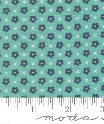 Blooms Small Florals in Poolside from Delightfully Yours by Sherri & Chelsi for Moda. Continuous cuts of Quilter's Cotton Fabric