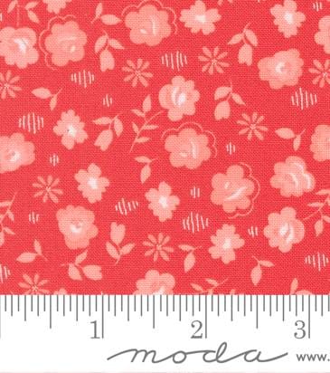 Floral in Geranium from Delightfully Yours by Sherri & Chelsi for Moda. Continuous cuts of Quilter's Cotton Fabric