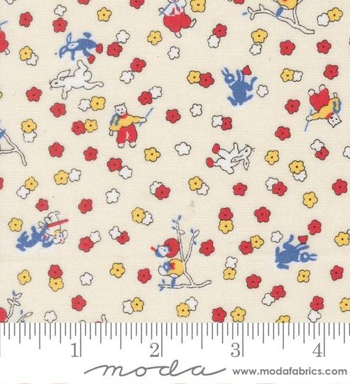 30's Playtime 2025 Frolicking Friends in Eggshell by Linzee McCray for Moda continuous cuts of Quilter's Cotton Fabric