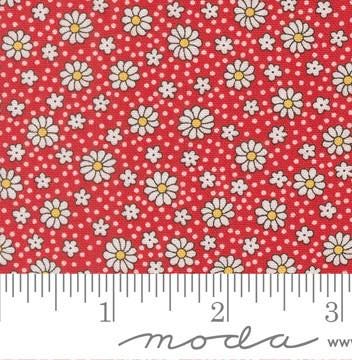 30's Playtime 2025 Dotty Daisy Ditsy in Scarlet by Linzee McCray for Moda continuous cuts of Quilter's Cotton Fabric