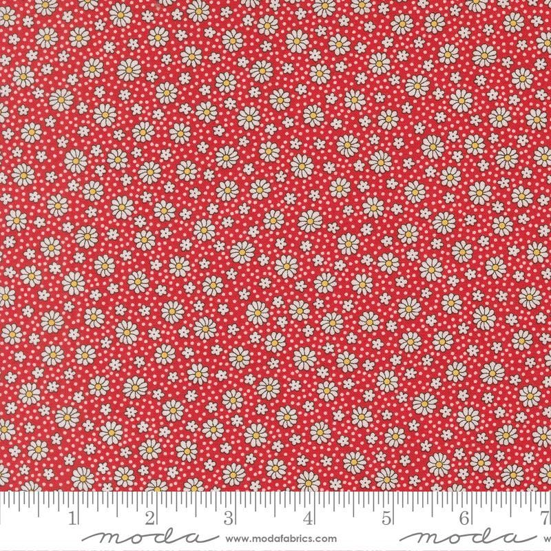 30's Playtime 2025 Dotty Daisy Ditsy in Scarlet by Linzee McCray for Moda continuous cuts of Quilter's Cotton Fabric
