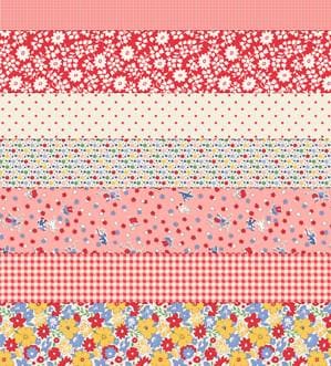 30's Playtime 2025 Cheater Strips in Scarlet by Linzee McCray for Moda continuous cuts of Quilter's Cotton Fabric
