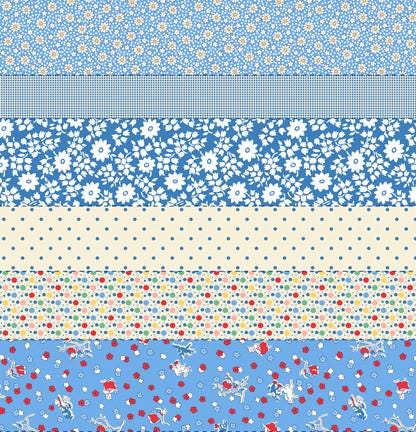 30's Playtime 2025 Cheater Strips in Bluebell by Linzee McCray for Moda continuous cuts of Quilter's Cotton Fabric