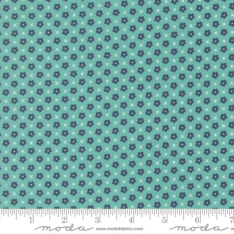 Blooms Small Florals in Poolside from Delightfully Yours by Sherri & Chelsi for Moda. Continuous cuts of Quilter's Cotton Fabric