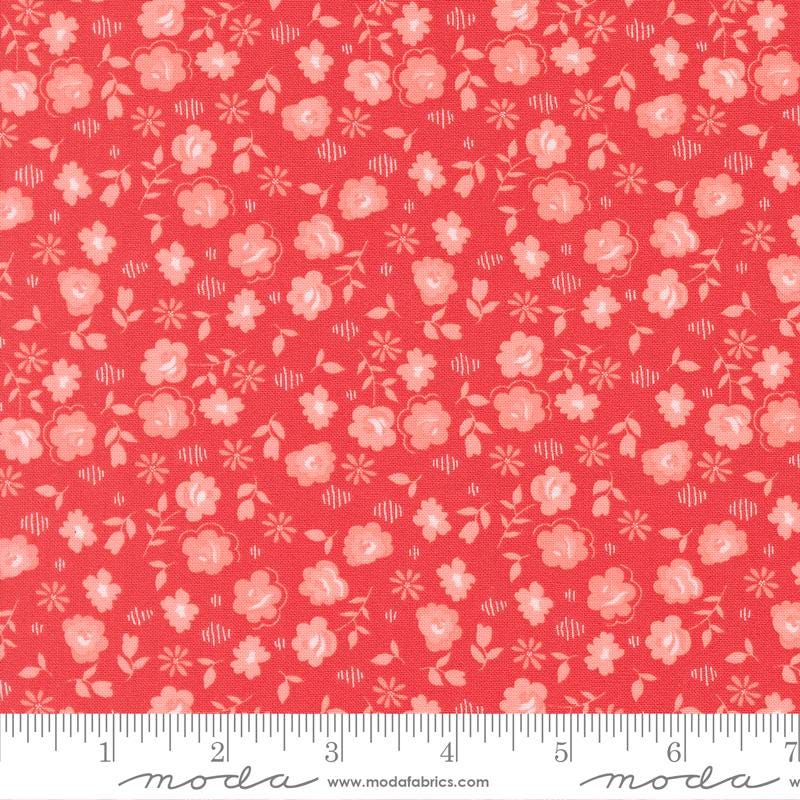 Floral in Geranium from Delightfully Yours by Sherri & Chelsi for Moda. Continuous cuts of Quilter's Cotton Fabric