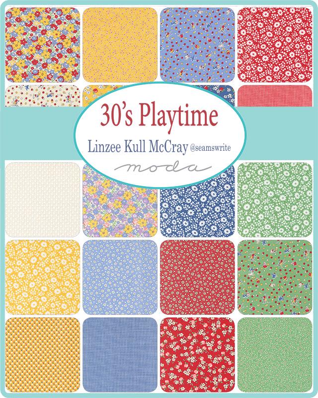 30's Playtime 2025 Cheater Strips in Scarlet by Linzee McCray for Moda continuous cuts of Quilter's Cotton Fabric