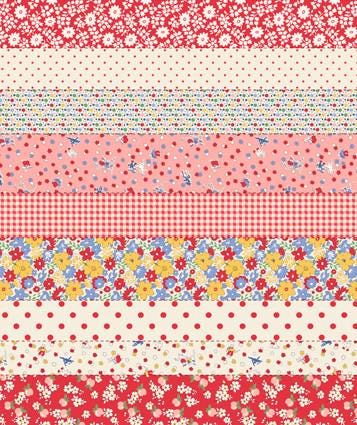 30's Playtime 2025 Cheater Strips in Scarlet by Linzee McCray for Moda continuous cuts of Quilter's Cotton Fabric