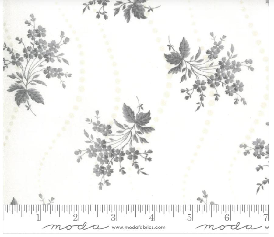 Floral Dot in Milk from Urban Farmhouse II by Primitive Gatherings for Moda. Continuous cuts of Quilter's Cotton