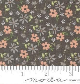 Emma Blossom in Charcoal by Sherri & Chelsi for Moda. Continuous cuts of Quilter's Cotton Fabric