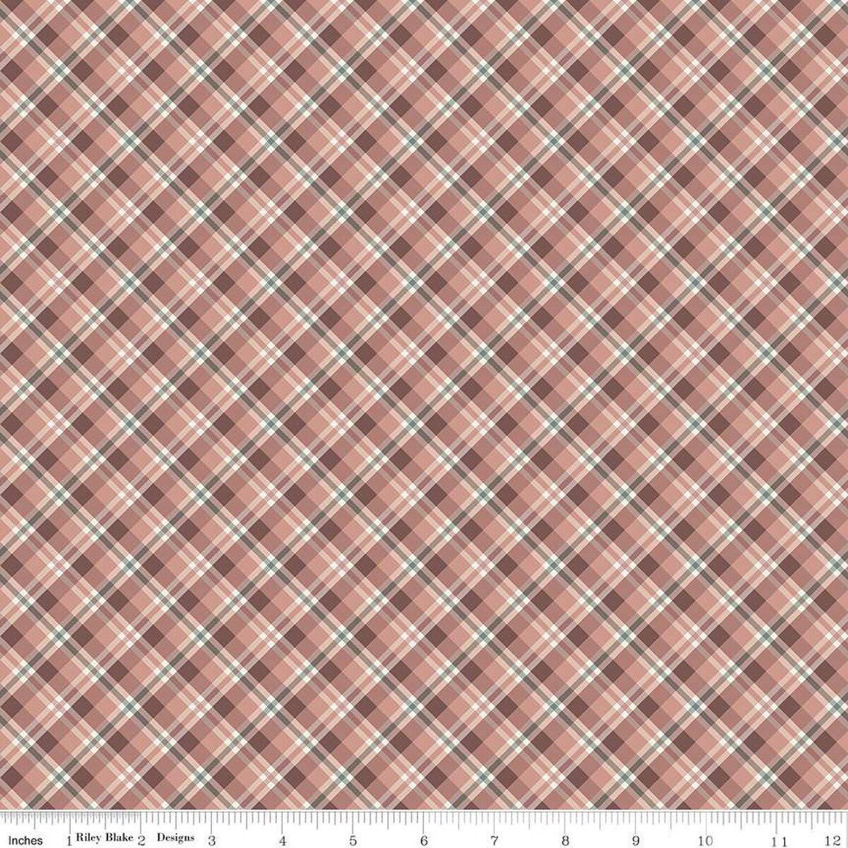 Prairie Plaid in Dusty Rose from Evening on the Prairie by Modern Prairie for Riley Blake Designs Continuous Cuts of Quilter's Cotton fabric