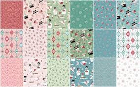 Berries and Bells in Blue from Frost & Flurry by Poppie Cotton continuous cuts of Quilter's Cotton. Spools 'n Stitches Shop Hop Fall 2025