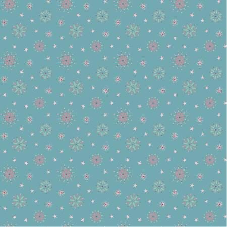 Flurry Flakes in Blue from Frost & Flurry by Poppie Cotton continuous cuts of Quilter's Cotton. Spools 'n Stitches Shop Hop Fall 2025