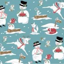 Mr & Mrs Flurry in Blue from Frost and Flurry by Poppie Cotton continuous cuts of Quilter's Cotton. Spools 'n Stitches Shop Hop Fall 2025