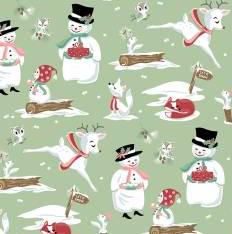 Mr & Mrs Flurry in Mint from Frost and Flurry by Poppie Cotton continuous cuts of Quilter's Cotton. Spools 'n Stitches Shop Hop Fall 2025