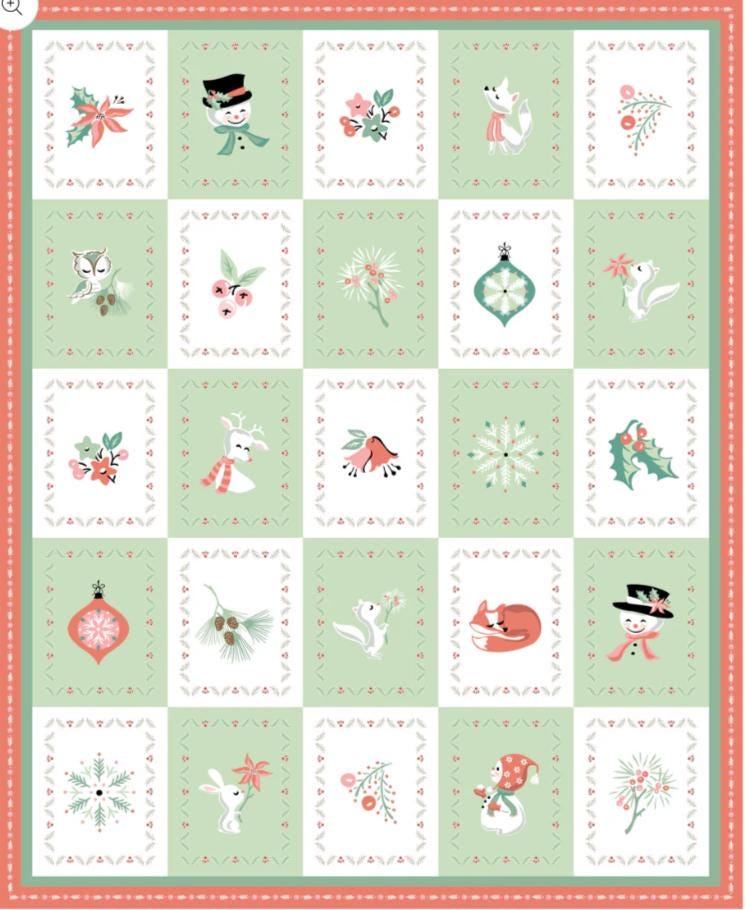 Frost & Flurry one yard Panel of Quilter's Cotton by Poppie Cotton. Spools 'n Stitches Shop Hop Fall 2025