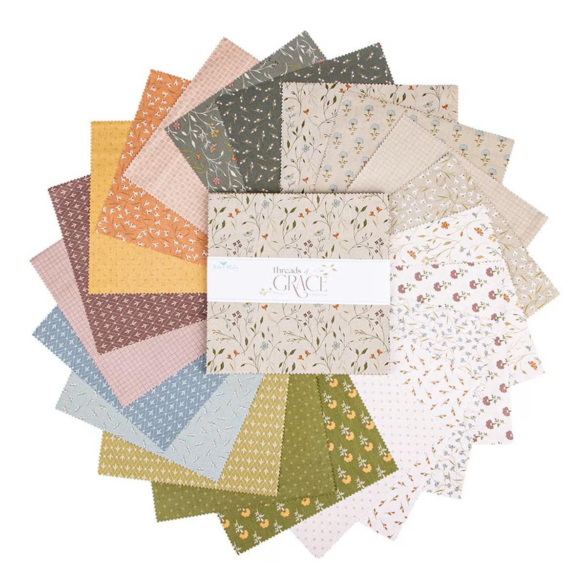 Threads of Grace by Kassidy Grace for Riley Blake Designs. Quilter's Cotton Charm Pack of 42 5 inch squares