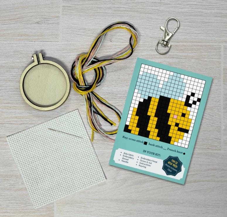 Bee Happy Mini Matchbox Cross Stitch Kit by the Crafty Kit Company