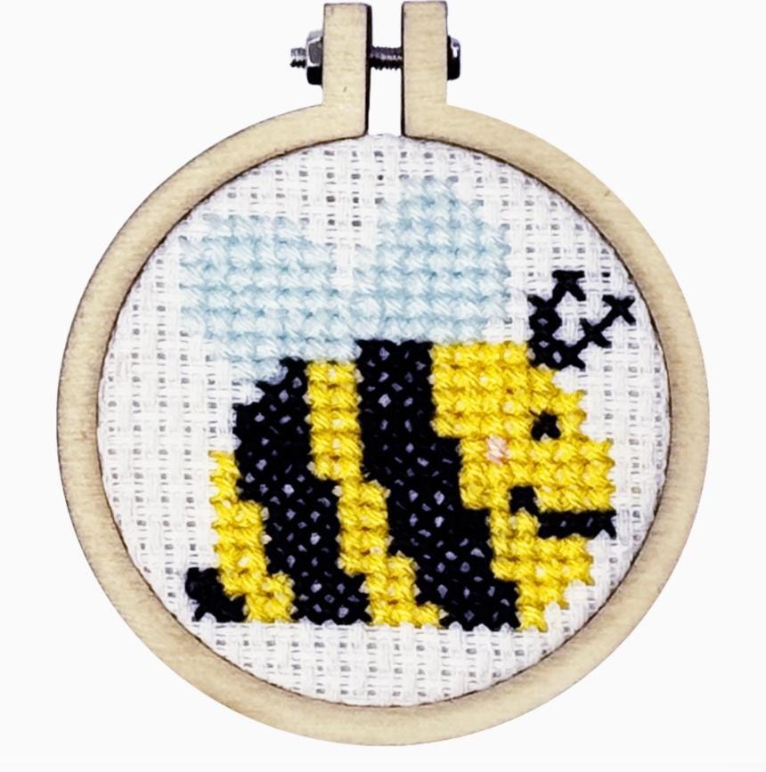 Bee Happy Mini Matchbox Cross Stitch Kit by the Crafty Kit Company
