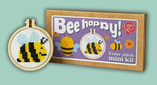 Bee Happy Mini Matchbox Cross Stitch Kit by the Crafty Kit Company