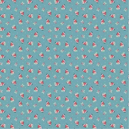 Berries and Bells in Blue from Frost & Flurry by Poppie Cotton continuous cuts of Quilter's Cotton. Spools 'n Stitches Shop Hop Fall 2025