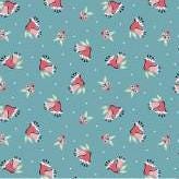 Berries and Bells in Blue from Frost & Flurry by Poppie Cotton continuous cuts of Quilter's Cotton. Spools 'n Stitches Shop Hop Fall 2025