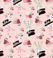 Snow Tossed in Pink from Frost & Flurry by Poppie Cotton continuous cuts of Quilter's Cotton. Spools 'n Stitches Shop Hop Fall 2025