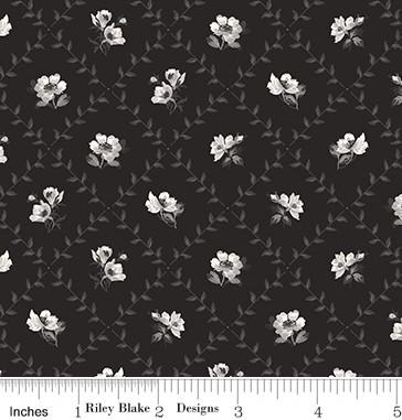 Ink and Ivory Flower Trellis in Ink by RBD Designers for Riley Blake Designs. Continuous Cuts of Quilter's Cotton fabric
