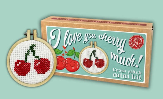 I Love You Cherry Much Mini Matchbox Cross Stitch Kit by the Crafty Kit Company
