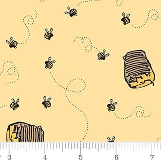Winnie the Pooh Bees in Sunshine by Echo Park Paper Co for Riley Blake Designs. continuous cuts of Quilter's Cotton Fabric