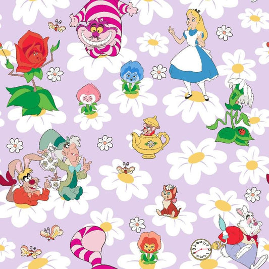 Alice & Friends Among the Daisies by Springs Creative continuous cuts of Quilter's Cotton Alice in Wonderland Fabric