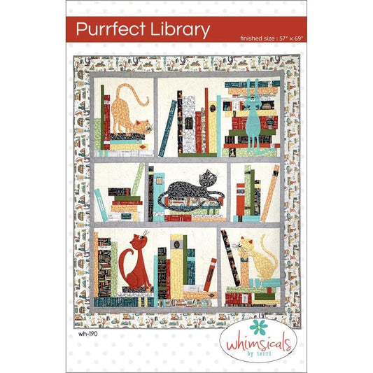 Purrfect Library Pattern by Terri Degenkolb of Whimsicals by Terri for a 46 x 64 inch quilt