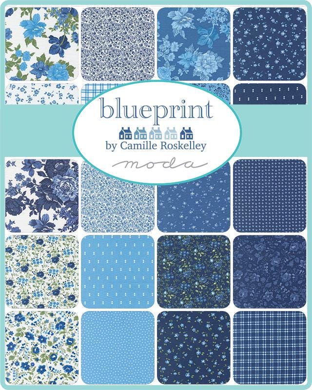 Blueprint by Camille Roskelley for Moda Fabrics. Quilter's Cotton Mini Charm Pack of 42 2.5 x 2.5 inch squares