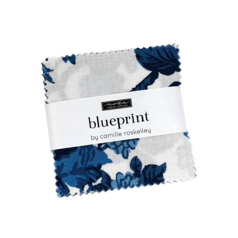 Blueprint by Camille Roskelley for Moda Fabrics. Quilter's Cotton Mini Charm Pack of 42 2.5 x 2.5 inch squares