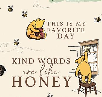 Winnie the Pooh Main in Cream by Echo Park Paper Co for Riley Blake Designs. continuous cuts of Quilter's Cotton Fabric