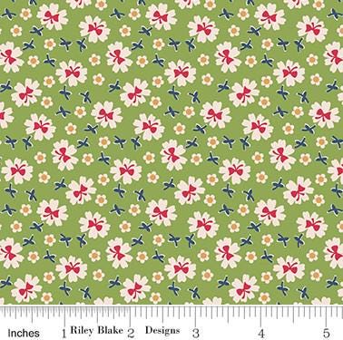 Bows in Thyme from Farmer's Daughter by Lori Holt of Bee in My Bonnet for Riley Blake Designs. Continuous Cuts of Quilter's Cotton.