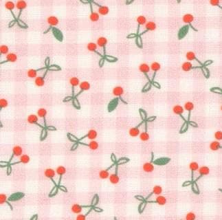 Cherry Pie in Pink from Farmhouse Fancy by Poppie Cotton continuous cuts of Quilter's Cotton.
