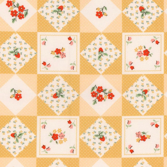 Farm Quilt in Yellow from Farmhouse Fancy by Poppie Cotton continuous cuts of Quilter's Cotton.