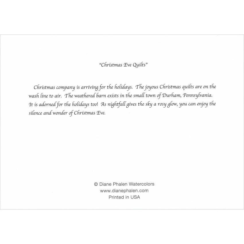 Christmas Quilt Themed 6 Note Card Set of Snowy Winter Quilts 3 different prints by Diane Phalen Watercolors